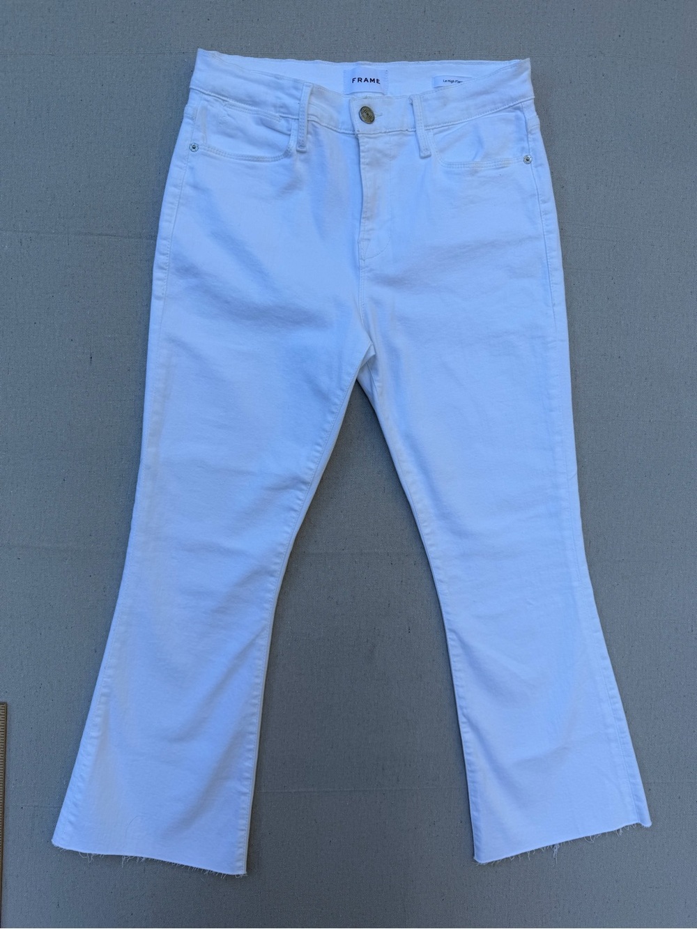 Frame Denim White Women's Cropped Flare Jeans - Raw Hem